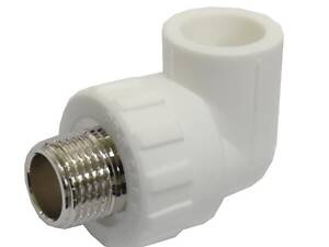 Кут PP-R SANTAN 25х1/2' із зовнішнім різьбленням, білий