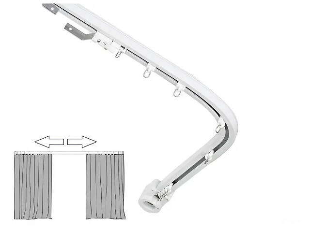 Кутовий карниз з відкриттям штор з центру у дві сторони Livolo білий (VL-SHQ011C2) - Фото 1