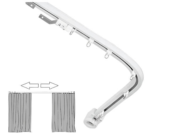 Кутовий карниз з відкриттям штор з центру у дві сторони Livolo білий (VL-SHQ011C2) - Фото 10