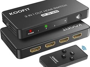 KVM KOOFIT QHQ-001 Переключатель HDMI 3 входа 1 выход мультиразъем HDMI с поддержкой 4K 3D UHD,