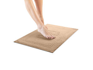 Килимок для ванної кімнати 50х70 см бавовна жаккард з ніжками пл 700 гр/м2 беж рушник для ніг