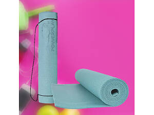 Килимок для йоги фітнесу гімнастіки каремат PowerPlay 4010 PVC Yoga Mat Зелений 173см на 61см