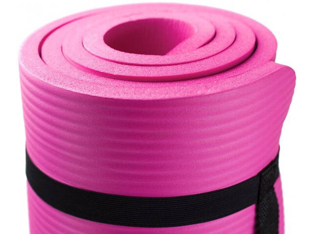 Килимок для йоги та фітнесу Power System PS-4017 NBR Fitness Yoga Mat Plus Pink (180х61х1) - Фото 4