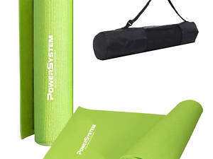 Килимок для йоги та фітнесу Power System PS-4014 PVC Fitness-Yoga Mat Green (173x61x0.6)