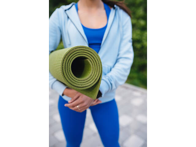 Килимок для йоги та фітнесу Power System PS-4014 PVC Fitness-Yoga Mat Green (173x61x0.6) - Фото 9