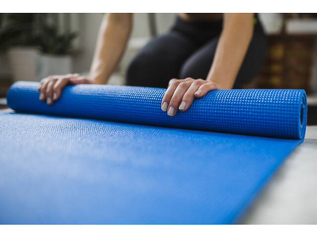 Килимок для йоги та фітнесу Power System PS-4014 PVC Fitness-Yoga Mat Blue (173x61x0.6) - Фото 9