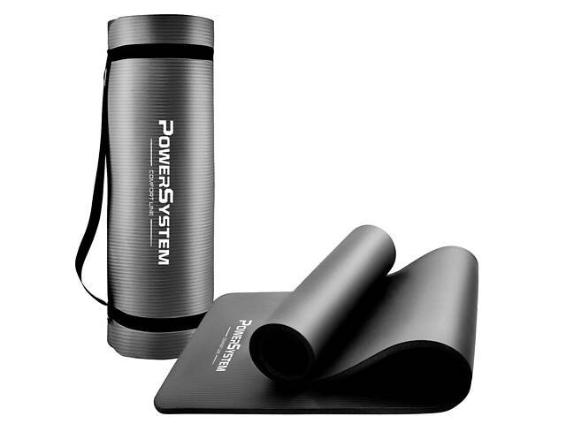 Килимок для йоги та фітнесу Power System PS-4017 NBR Fitness Yoga Mat Plus Black (180х61х1) - Фото 1
