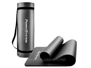 Коврик для йоги и фитнеса Power System PS-4017 NBR Fitness Yoga Mat Plus Black (180х61х1), Оригинал!