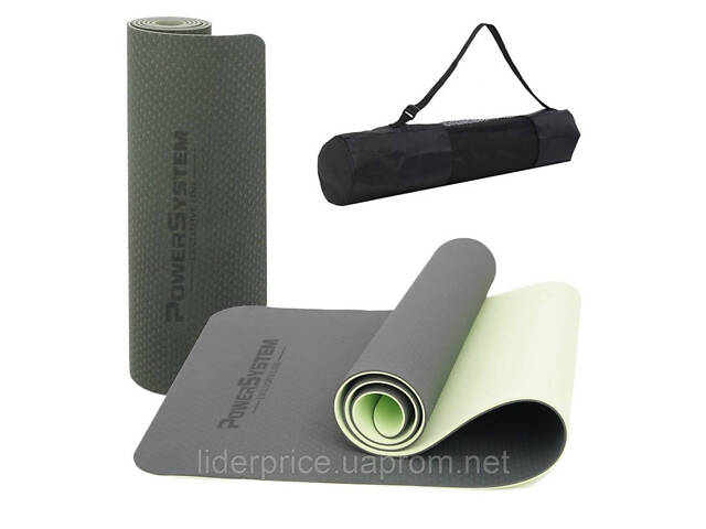 Коврик для йоги и фитнеса Power System PS-4060 TPEYoga Mat Premium Green (183х61х0.6), Оригинал! - Фото 1