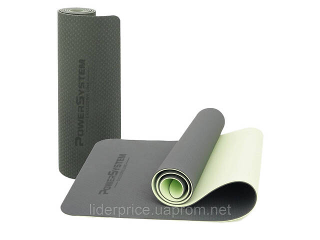 Коврик для йоги и фитнеса Power System PS-4060 TPEYoga Mat Premium Green (183х61х0.6), Оригинал! - Фото 2
