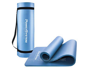 Коврик для йоги и фитнеса Power System PS-4017 NBR Fitness Yoga Mat Plus Blue (180х61х1), Оригинал!