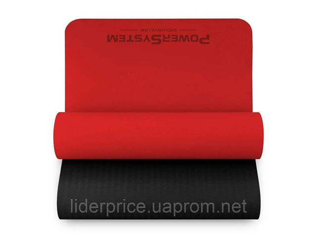 Коврик для йоги и фитнеса Power System PS-4060 TPE Yoga Mat Premium Red (183х61х0.6), Оригинал! - Фото 2