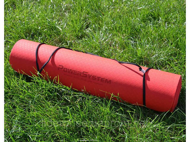 Коврик для йоги и фитнеса Power System PS-4060 TPE Yoga Mat Premium Red (183х61х0.6), Оригинал! - Фото 6