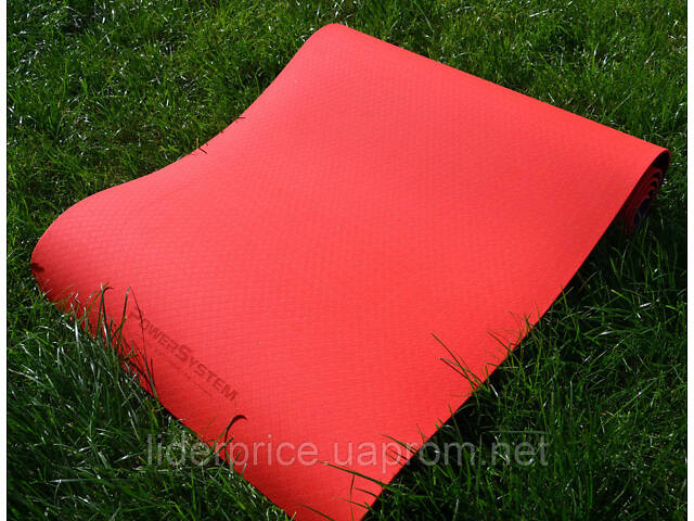 Коврик для йоги и фитнеса Power System PS-4060 TPE Yoga Mat Premium Red (183х61х0.6), Оригинал! - Фото 7