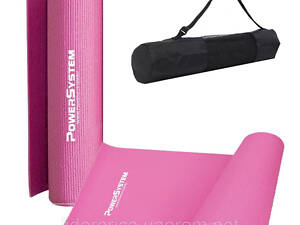 Коврик для йоги и фитнеса Power System PS-4014 PVC Fitness Yoga Mat Pink (173x61x0.6), Оригинал!