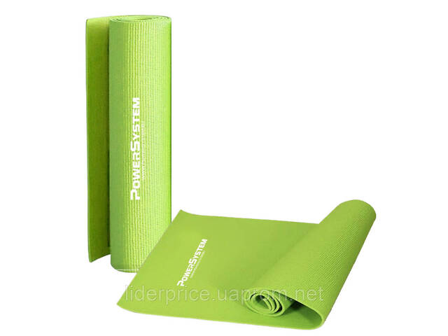 Килимок для йоги та фітнесу Power System PS-4014 PVC Fitness-Yoga Mat Green (173x61x0.6), Оригінал! - Фото 10