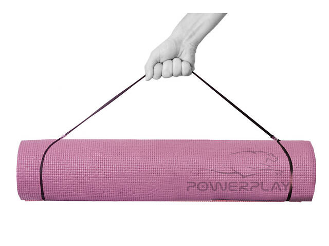 Килимок для йоги та фітнесу PowerPlay 4010 PVC Yoga Mat Рожевий (173x61x0.6) - Фото 3