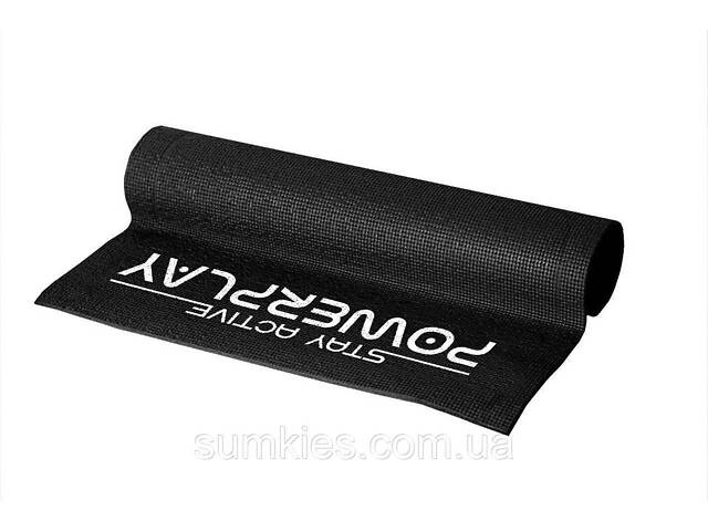 Килимок для йоги та фітнесу PowerPlay 4010 PVC Yoga Mat Чорний (173x61x0.6) - Фото 2
