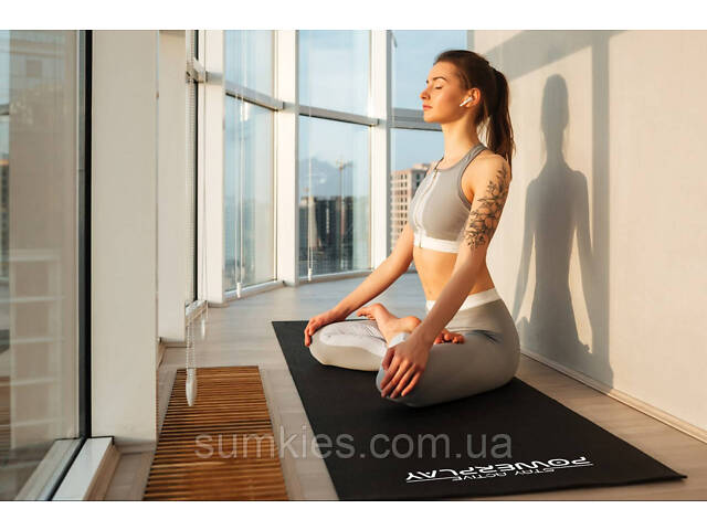 Килимок для йоги та фітнесу PowerPlay 4010 PVC Yoga Mat Чорний (173x61x0.6) - Фото 9