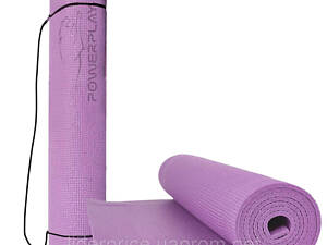 Коврик для йоги и фитнеса PowerPlay 4010 PVC Yoga Mat Лавандовый (173x61x0.6), Оригинал!