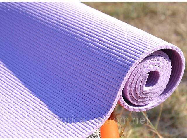 Коврик для йоги и фитнеса PowerPlay 4010 PVC Yoga Mat Лавандовый (173x61x0.6), Оригинал! - Фото 5