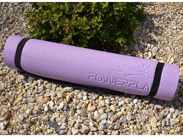 Коврик для йоги и фитнеса PowerPlay 4010 PVC Yoga Mat Лавандовый (173x61x0.6), Оригинал! - Фото 7