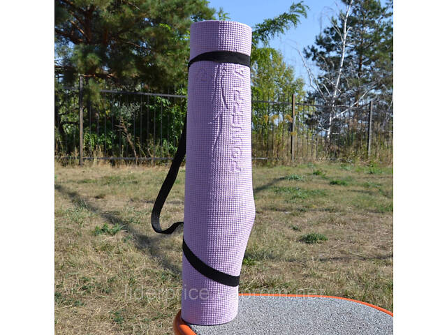 Коврик для йоги и фитнеса PowerPlay 4010 PVC Yoga Mat Лавандовый (173x61x0.6), Оригинал! - Фото 8