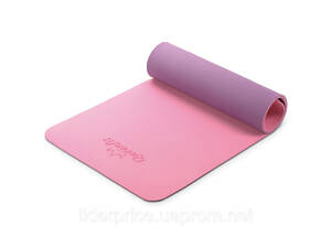 Килимок (мат) для фітнесу та йоги Queenfit Premium TPE 0,6см рожево-фіолетовий, Оригінал!