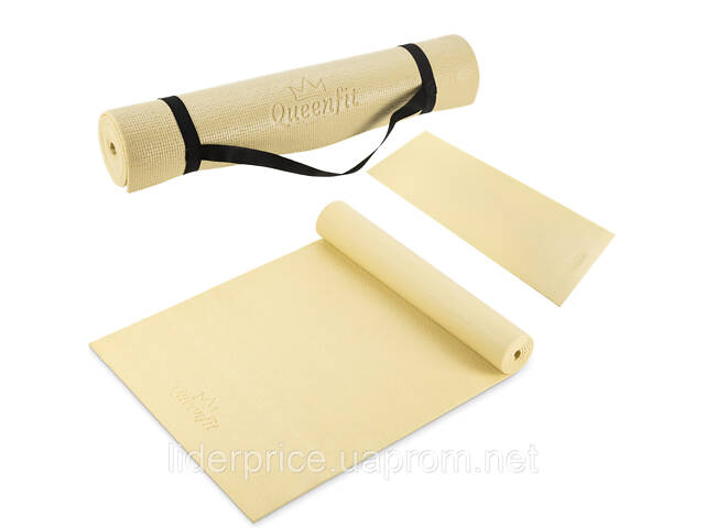 Килимок (мат) для фітнесу та йоги Queenfit 0,5см жовтий, Оригінал - Фото 6