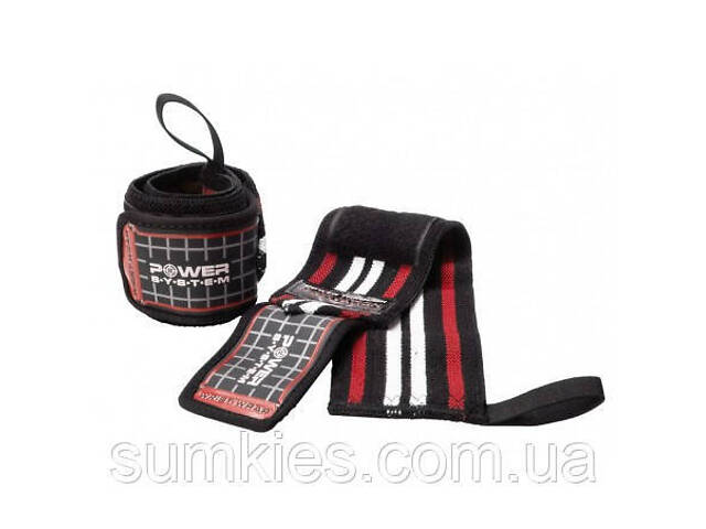 Кистьові бинти Power System PS-3500 Wrist Wraps Red/Black - Фото 3