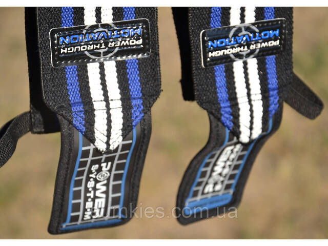 Кистьові бинти Power System PS-3500 Wrist Wraps Blue/Black - Фото 9