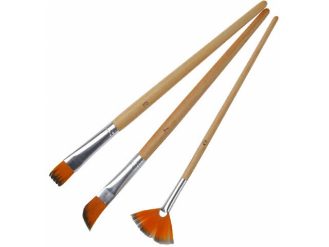 Пензлик для малювання Maxi набір ворс нейлон (№3 віялова, 7 півмісяцем, 8 хвиляста) (MX60830) - Фото 2