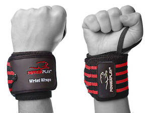Кистьові бинти PowerPlay 3081 Gym WristT Wraps Чорно-Червоні, Оригінал!