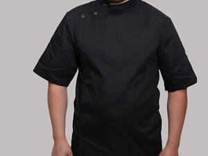 Китель мужской с коротким рукавом + сетка на спине Дублин котон черный р.46 (44-60) рукав короткий - спецодежда повара