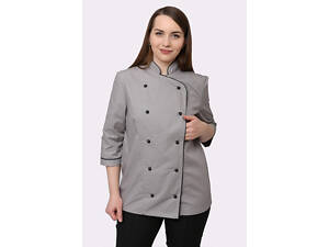 Кітель кухаря жіночий з сіткою на спині Марсель котон сірий/чорний р.68 (42-76) рукав 3/4 - спецодяг кухаря