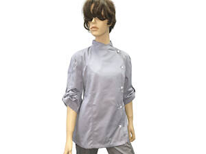 Кітель кухаря жіночий з сіткою на спині Шеф жіночий котон світло-сірий р.58 (40-76) рукав 3/4 - спецодяг кухаря