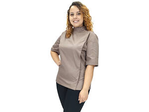 Кітель шеф кухаря жіночий сітка на спині Шато котон мокко р.56 (40-68) рукав короткий - спецодяг кухаря