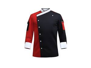 Кітель шеф-кухаря чоловічий з сіткою на спині Колорадо котон чорний/червоний р.46 (42-76) рукав 3/4 - спецодяг кухаря