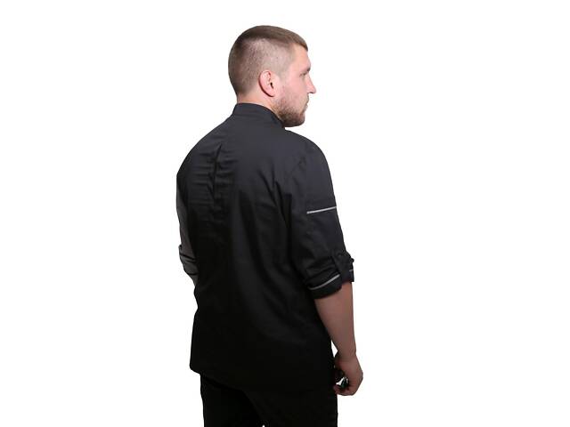 Китель шеф повара на молнии сетка на спине Косуха котон серый/черный р.48 (44-74) рукав три чверти - спецодежда повара - Фото 5