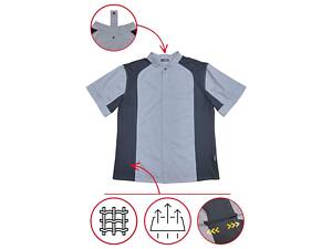 Кітель Шеф-кухаря трикотажна вставка збоку Абу-Дабі трикотаж сірий/чорний р.58 (44-74) рукав короткий - спецодяг кухаря