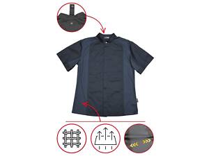 Кітель Шеф-кухаря трикотажна вставка збоку Абу-Дабі трикотаж чорний р.52 (44-74) рукав короткий - спецодяг кухаря