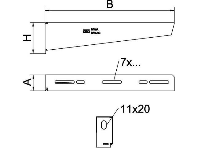 L-110мм 32,5х53мм сталь консоль самостійна з болтом M10x25 оцинкована [6424716] MWA OBO bettermann - Фото 2