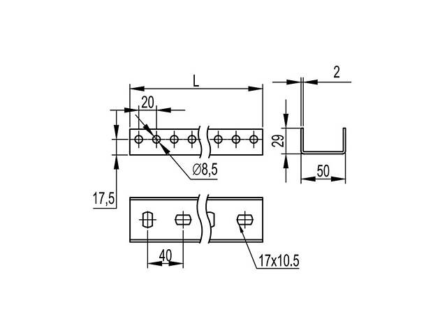 L-200см 50х29 сталь 2мм П-подібний профіль оцинкований [BPM2920-2] PSM B5 Combitech ДКС - Фото 3
