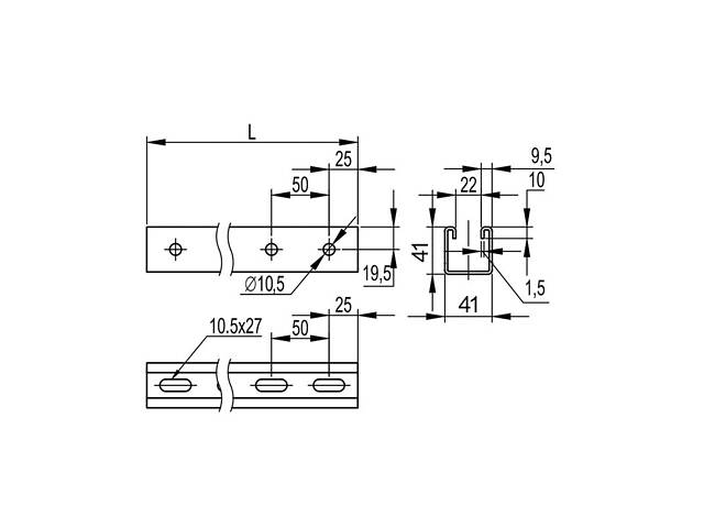 Довжина 30см 41х41 сталь 1,5мм С-подібний профіль оцинкований [BPL4103] B5 Combitech ДКС - Фото 2