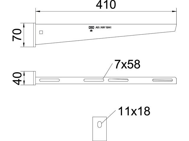 L-410мм 40х70мм сталь консоль самостійна оцинкована [6421288] AW 15 OBO bettermann - Фото 2