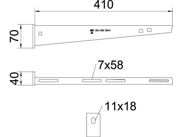L-410мм 40х70мм сталь консоль самостійна оцинкована [6420745] AW 15 OBO bettermann - Фото 2