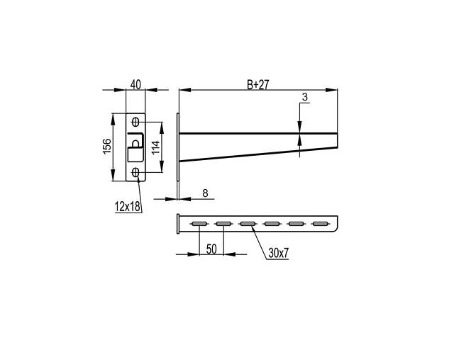 L-435мм 40х156мм сталь 3мм консоль самостоятельная оцинкованная [BBH7040] BBH-70 B5 Combitech ДКС - Фото 2