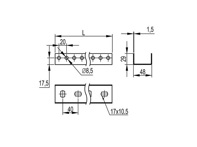 L-60см 48х29 сталь 1,5мм П-подібний профіль оцинкований [BPL2906] PSL B5 Combitech ДКС - Фото 3