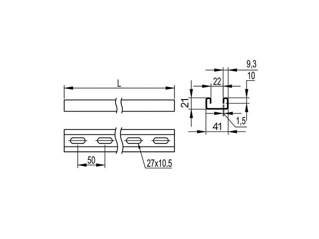 L-70см 41х21 сталь 1,5мм С-подібний профіль оцинкований [BPL2107] B5 Combitech ДКС - Фото 2