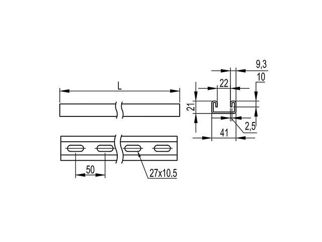 L-80см 41х21 сталь 2,5мм С-подібний профіль оцинкований [BPM2108] B5 Combitech ДКС - Фото 2